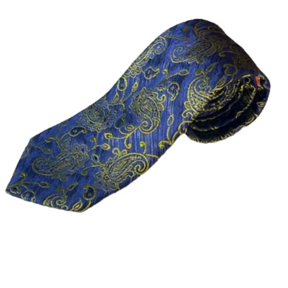 Ted Baker London Green Navy Paisley Silk Tie - Picture 1 of 12